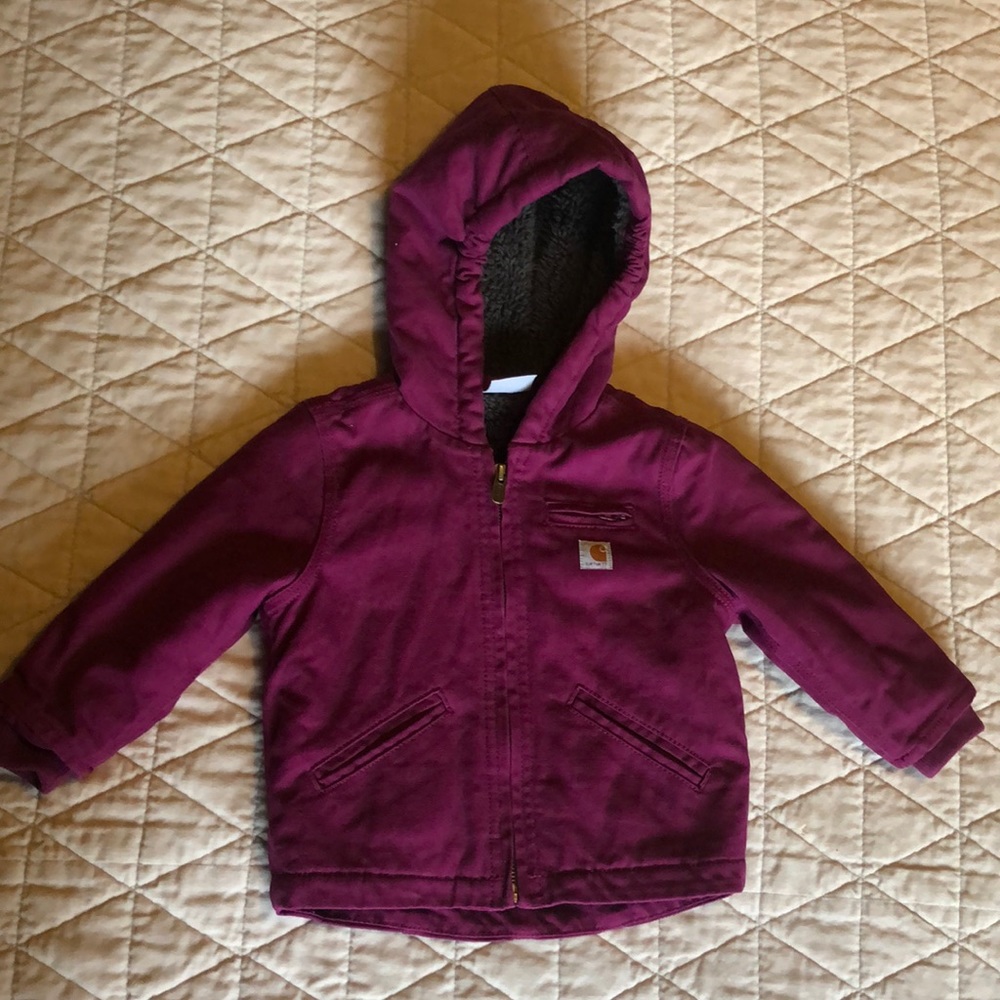 Dark Pink Carhartt Fleece-Lined Jacket